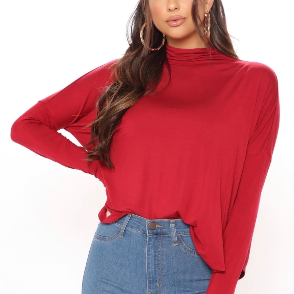 High Neck Burgundy Blouse